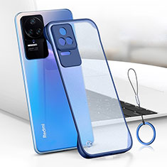 Transparent Crystal Hard Case Back Cover H01 for Xiaomi Poco F4 5G Blue