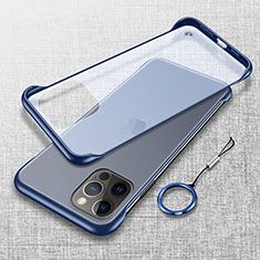 Transparent Crystal Hard Case Back Cover H02 for Apple iPhone 13 Pro Max Blue