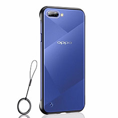Transparent Crystal Hard Case Back Cover H02 for Oppo A12e Black
