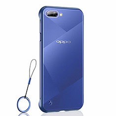 Transparent Crystal Hard Case Back Cover H02 for Oppo A12e Blue
