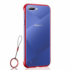 Transparent Crystal Hard Case Back Cover H02 for Oppo A12e Red