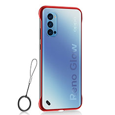 Transparent Crystal Hard Case Back Cover H02 for Oppo Reno4 Pro 5G Red