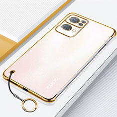Transparent Crystal Hard Case Back Cover H02 for Oppo Reno7 Pro 5G Gold