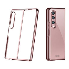 Transparent Crystal Hard Case Back Cover H02 for Samsung Galaxy Z Fold4 5G Rose Gold