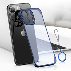 Transparent Crystal Hard Case Back Cover H03 for Apple iPhone 13 Pro Max Blue