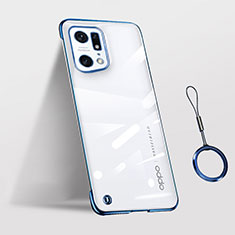 Transparent Crystal Hard Case Back Cover H03 for Oppo Find X5 Pro 5G Blue