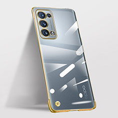 Transparent Crystal Hard Case Back Cover H03 for Oppo Reno6 Pro 5G Gold