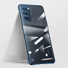 Transparent Crystal Hard Case Back Cover H03 for Oppo Reno6 Pro 5G India Blue