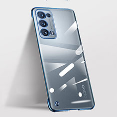 Transparent Crystal Hard Case Back Cover H03 for Oppo Reno6 Pro+ Plus 5G Blue