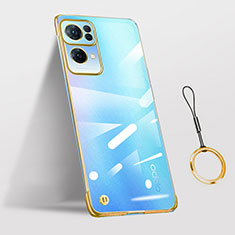 Transparent Crystal Hard Case Back Cover H03 for Oppo Reno7 Pro 5G Gold