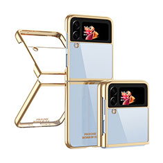 Transparent Crystal Hard Case Back Cover H03 for Samsung Galaxy Z Flip4 5G Gold