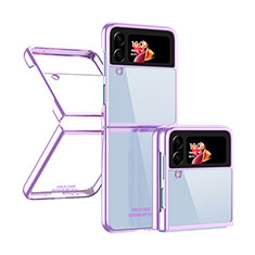 Transparent Crystal Hard Case Back Cover H03 for Samsung Galaxy Z Flip4 5G Purple