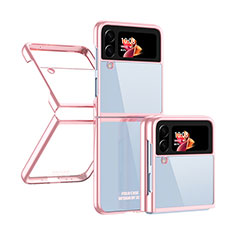 Transparent Crystal Hard Case Back Cover H03 for Samsung Galaxy Z Flip4 5G Rose Gold