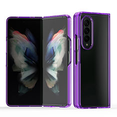Transparent Crystal Hard Case Back Cover H03 for Samsung Galaxy Z Fold3 5G Purple