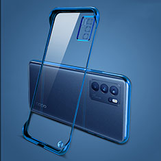 Transparent Crystal Hard Case Back Cover H04 for Oppo Reno6 Pro 5G India Blue