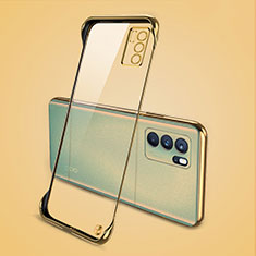 Transparent Crystal Hard Case Back Cover H04 for Oppo Reno6 Pro 5G India Gold