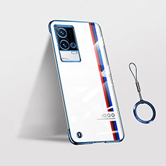 Transparent Crystal Hard Case Back Cover H05 for Vivo iQOO 8 5G Blue