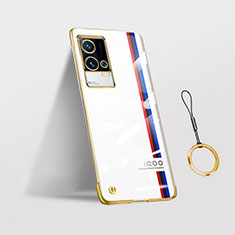 Transparent Crystal Hard Case Back Cover H05 for Vivo iQOO 8 Pro 5G Gold