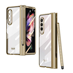 Transparent Crystal Hard Case Back Cover H07 for Samsung Galaxy Z Fold3 5G Gold