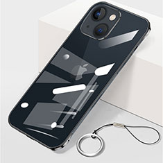 Transparent Crystal Hard Case Back Cover H09 for Apple iPhone 13 Black