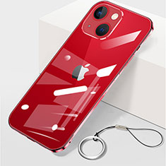 Transparent Crystal Hard Case Back Cover H09 for Apple iPhone 13 Mini Red