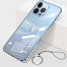 Transparent Crystal Hard Case Back Cover H09 for Apple iPhone 13 Pro Blue