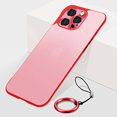 Transparent Crystal Hard Case Back Cover H10 for Apple iPhone 13 Pro Max Red