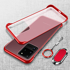 Transparent Crystal Hard Case Back Cover JS1 for Samsung Galaxy S20 Ultra 5G Red
