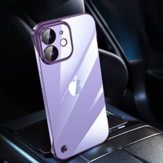 Transparent Crystal Hard Case Back Cover QC1 for Apple iPhone 12 Mini Purple