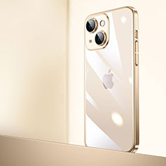 Transparent Crystal Hard Case Back Cover QC2 for Apple iPhone 13 Gold