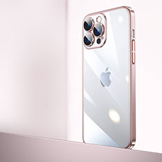 Transparent Crystal Hard Case Back Cover QC2 for Apple iPhone 13 Pro Max Rose Gold