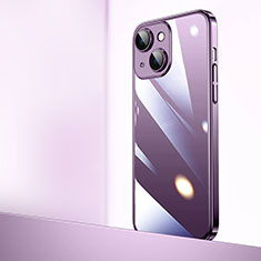 Transparent Crystal Hard Case Back Cover QC2 for Apple iPhone 13 Purple