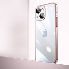 Transparent Crystal Hard Case Back Cover QC2 for Apple iPhone 14 Plus Rose Gold