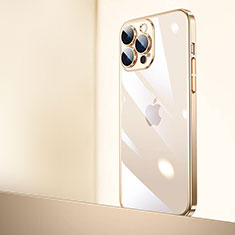 Transparent Crystal Hard Case Back Cover QC2 for Apple iPhone 14 Pro Gold