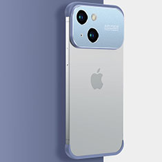 Transparent Crystal Hard Case Back Cover QC3 for Apple iPhone 15 Blue