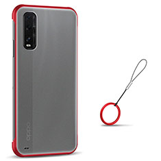 Transparent Crystal Hard Case Back Cover S01 for Oppo Find X2 Red