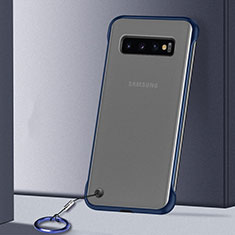 Transparent Crystal Hard Case Back Cover S01 for Samsung Galaxy S10 Plus Blue