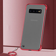 Transparent Crystal Hard Case Back Cover S01 for Samsung Galaxy S10 Plus Red