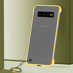 Transparent Crystal Hard Case Back Cover S01 for Samsung Galaxy S10 Yellow