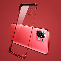 Transparent Crystal Hard Case Back Cover S01 for Xiaomi Mi 11 Lite 5G NE Red