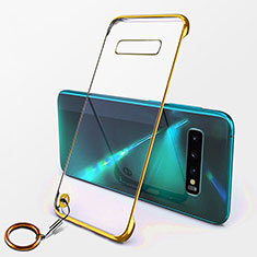 Transparent Crystal Hard Case Back Cover S02 for Samsung Galaxy S10 Plus Gold