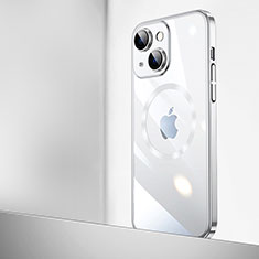 Transparent Crystal Hard Case Back Cover with Mag-Safe Magnetic QC2 for Apple iPhone 14 Silver