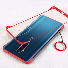 Transparent Crystal Hard Rigid Case Back Cover H01 for OnePlus 7T Pro 5G Red