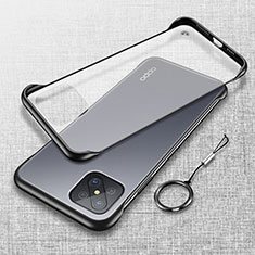 Transparent Crystal Hard Rigid Case Back Cover H01 for Oppo Reno4 Z 5G Black