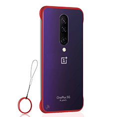 Transparent Crystal Hard Rigid Case Back Cover H02 for OnePlus 8 Red