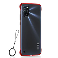 Transparent Crystal Hard Rigid Case Back Cover H02 for Oppo A72 Red