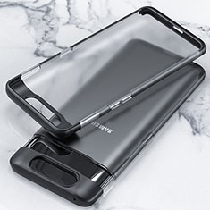 Transparent Crystal Hard Rigid Case Back Cover H02 for Samsung Galaxy A80 Black