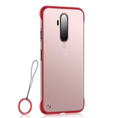 Transparent Crystal Hard Rigid Case Back Cover H03 for OnePlus 7T Pro Red