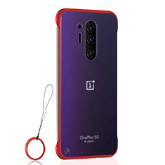 Transparent Crystal Hard Rigid Case Back Cover S01 for OnePlus 8 Pro Red