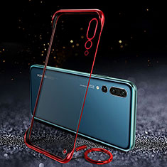 Transparent Crystal Hard Rigid Case Back Cover S04 for Huawei P20 Pro Red